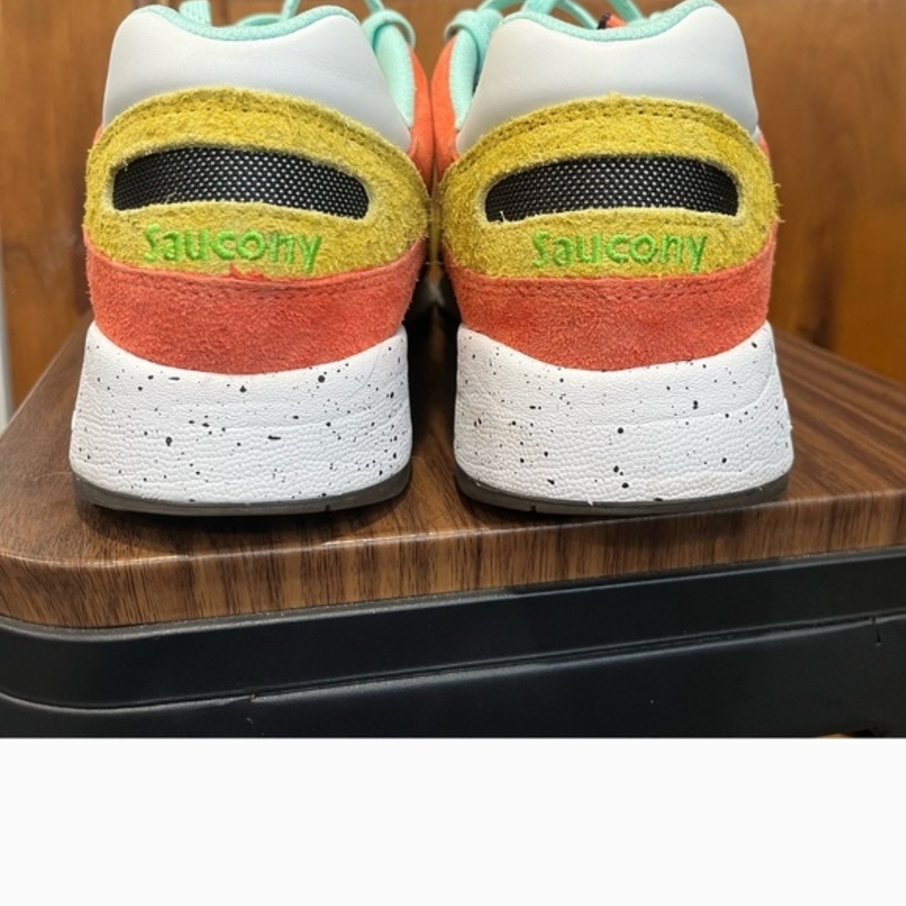 Saucony Multicolor Suede & Mesh Sneakers with Teal Laces - Picture 3 of 4